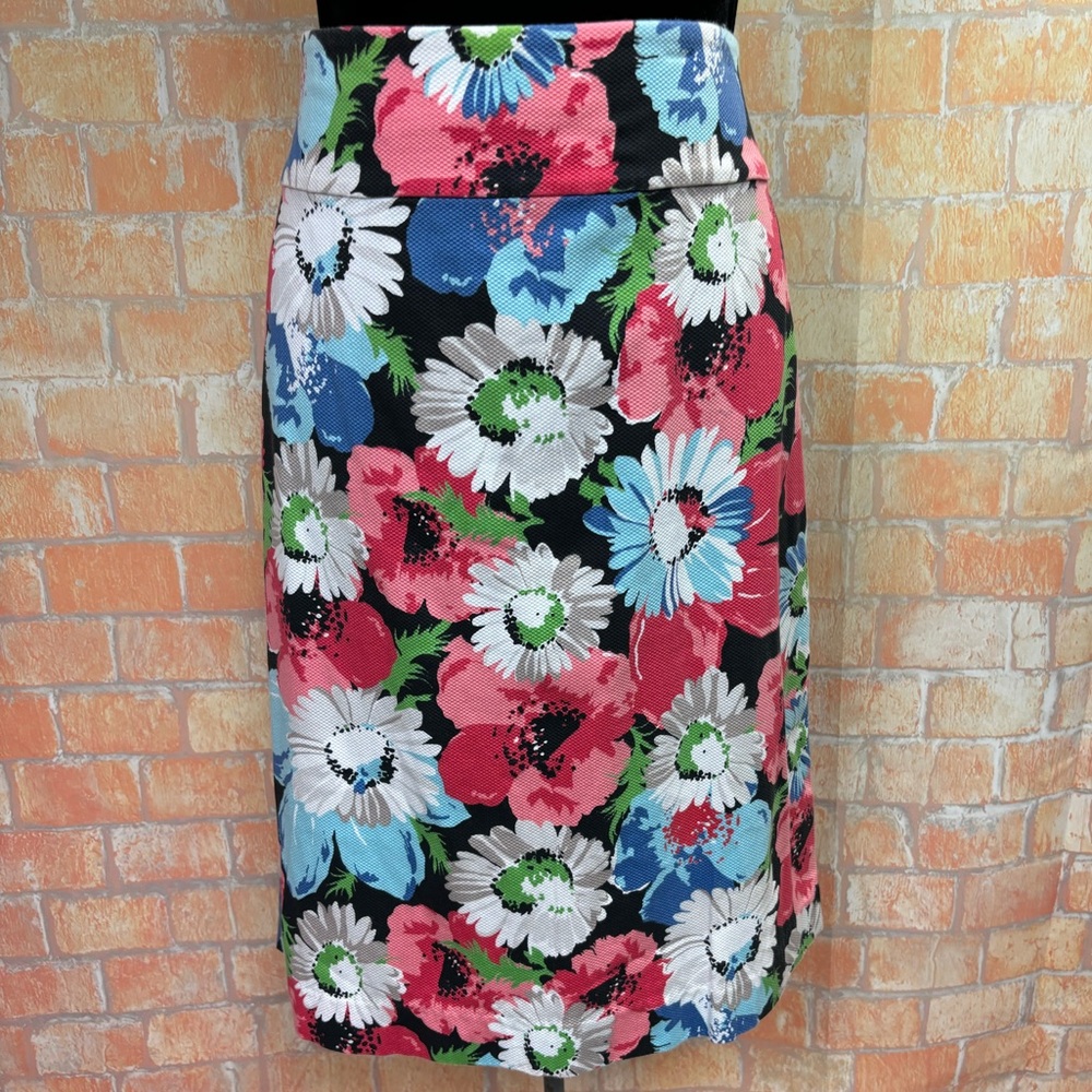 Talbots Floral Textured Floral Cotton Pencil Skirt